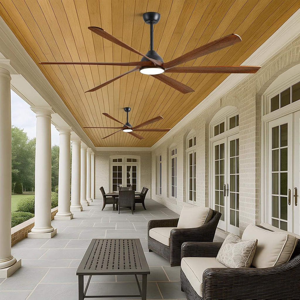 72 inch Outdoor Ceiling Fan for Patio with Lights, High CFM Modern Smart Ceiling Fan with Alexa/Remote/App Control, Rustic Farmhouse Wood Outdoor Fan for Indoor Exterior Porch Gazebo Garage