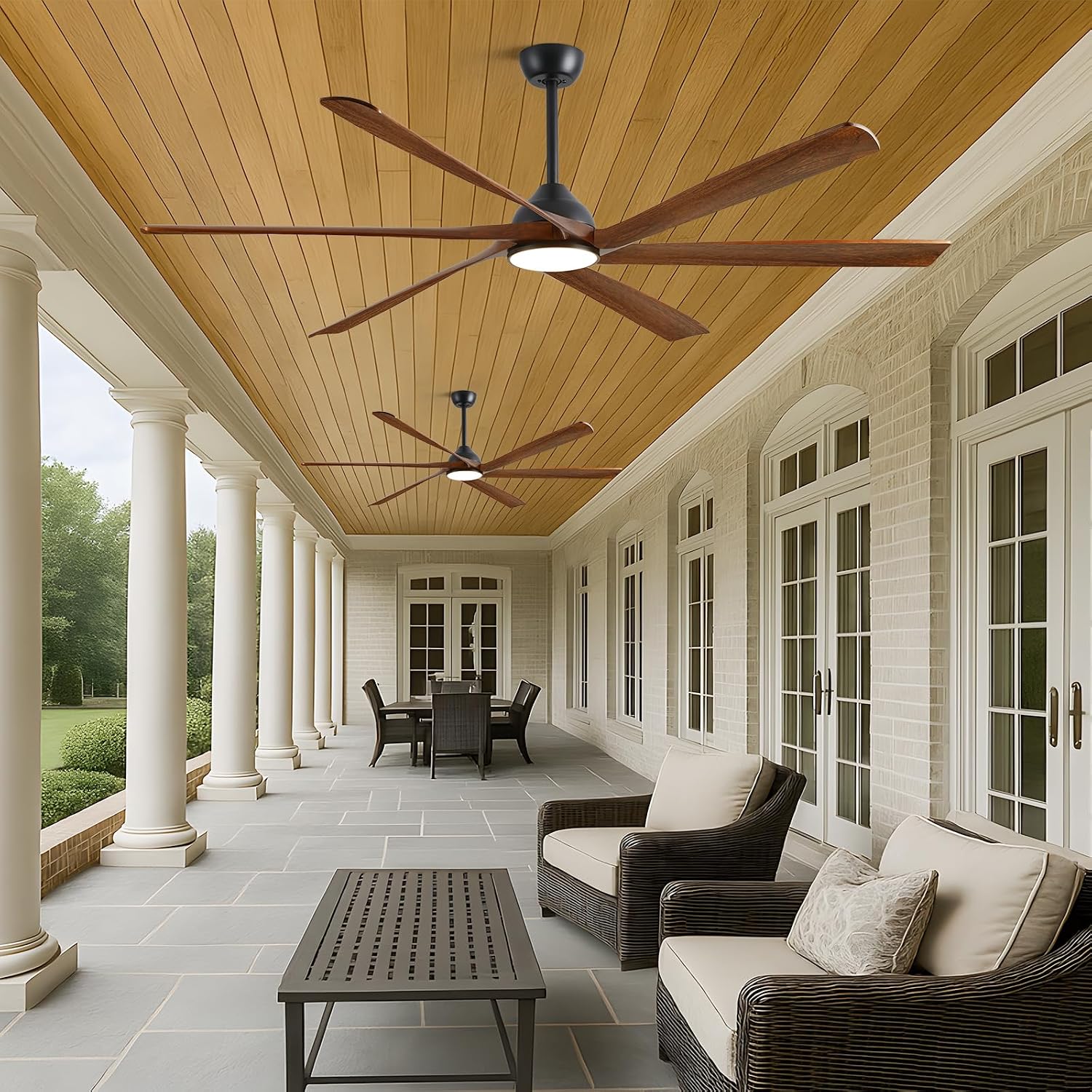 72 inch Outdoor Ceiling Fan for Patio with Lights, High CFM Modern Smart Ceiling Fan with Alexa/Remote/App Control, Rustic Farmhouse Wood Outdoor Fan for Indoor Exterior Porch Gazebo Garage