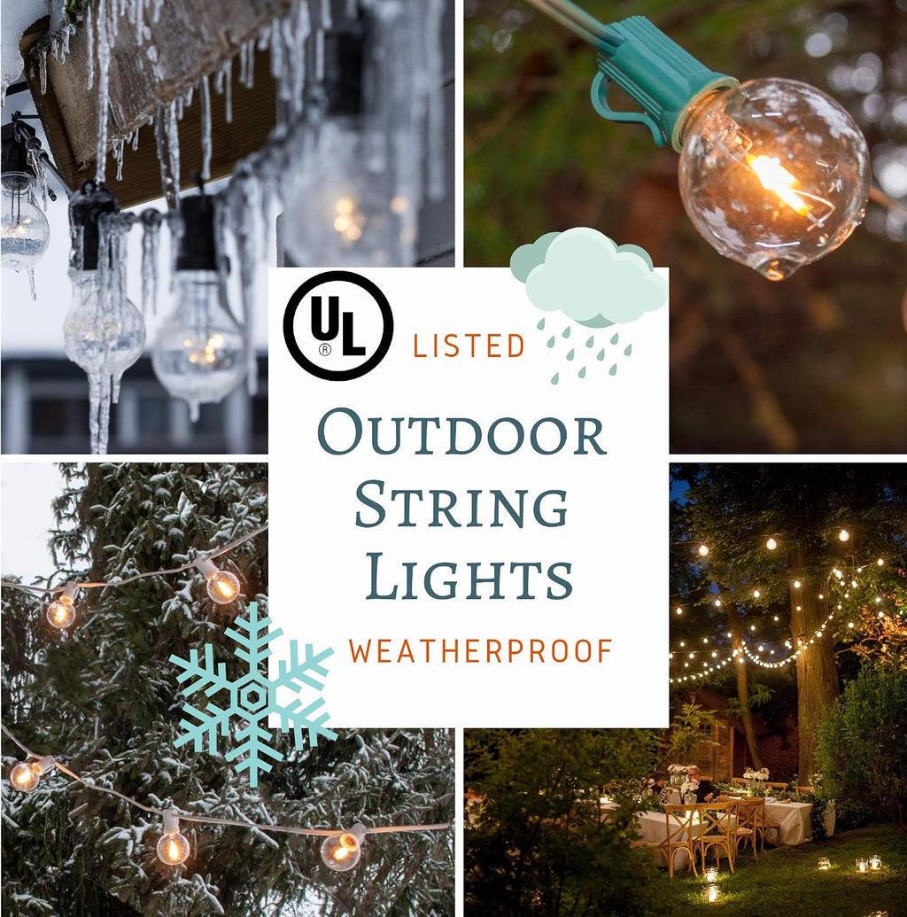 Hometown Evolution, Inc. 100 FT Outdoor LED String Lights - G40 Globe Bulbs (Black Wire) - Outdoor String Lights for Patio, Cafe, Deck, Party & Backyard