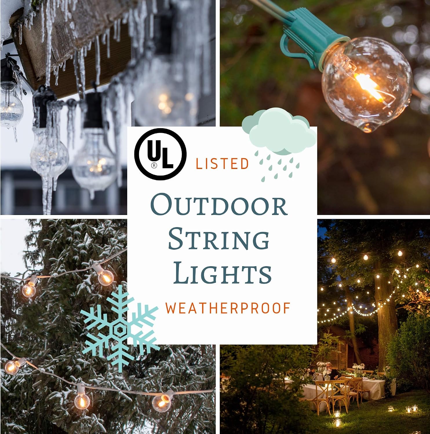 Hometown Evolution, Inc. 100 FT Outdoor LED String Lights - G40 Globe Bulbs (Black Wire) - Outdoor String Lights for Patio, Cafe, Deck, Party & Backyard