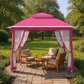 Pop Up Gazebo 11x11, Outdoor Instant Canopy Shelter Tent with Mosquito Netting Metal Frame Storage Bag for Patio Garden Backyard.(Pink)