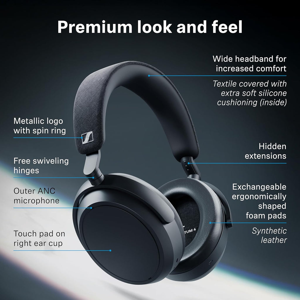 Sennheiser Momentum 4 Wireless Over-Ear Headphones - Bluetooth Headset for Clear Calls with Adaptive Noise Cancellation, Up to 60HR Playtime, Folding Design, Brown