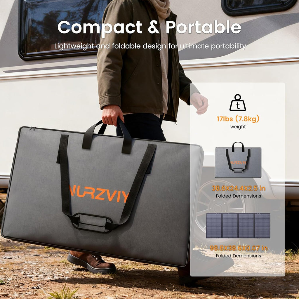 400W Portable Solar Panel for Power Station, 400 Watt 36V ETFE Foldable Solar Panel Charger, IP67 Waterproof Enhanced Kickstands for Off-Gird Outdoor Camping RV SUV Emergency Power Supply