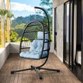 LEVELEVE Egg Chair with Stand,Patio Rattan Wicker Hanging Swing Egg Chair Hammock Chair for Bedroom Porch Garden,Thickened Aluminum Alloy Steel Frame and UV Resistant Cushion,350LBS Capacity