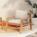 Outdoor Acacia Wood Armchair Patio Furniture Club Chair, Deep Seating with Soft Cushions for Porch, Garden, Backyard