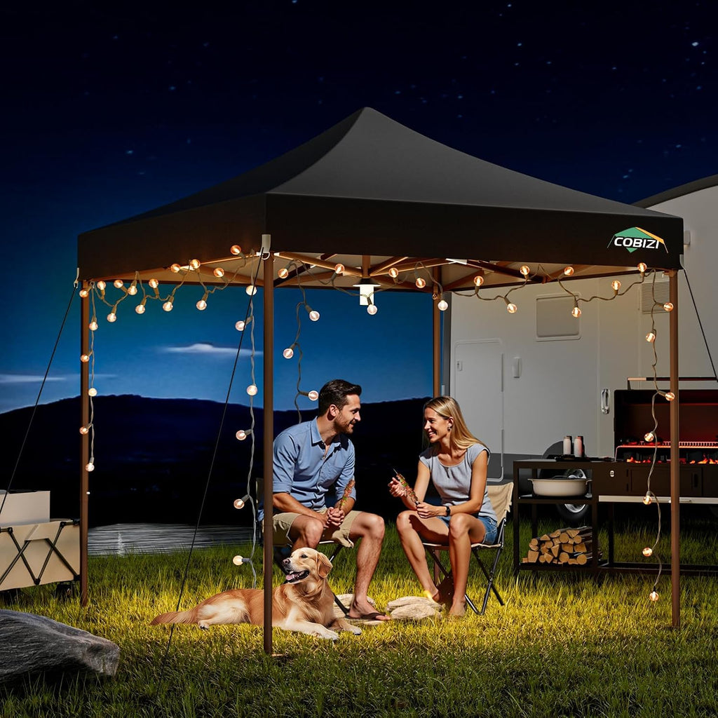 COBIZI 10x10 Pop Up Canopy Tent Heavy Duty with 4 Sidewall, Commercial Outdoor Easy Pop Up Gazebo for Party Wedding All Weather Waterproof UV 50+ with Carry Bag(Leg Upgraded),Black