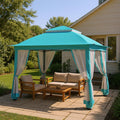 Pop Up Gazebo 11x11, Outdoor Instant Canopy Shelter Tent with Mosquito Netting Metal Frame Storage Bag for Patio Garden Backyard.(SkyBlue)