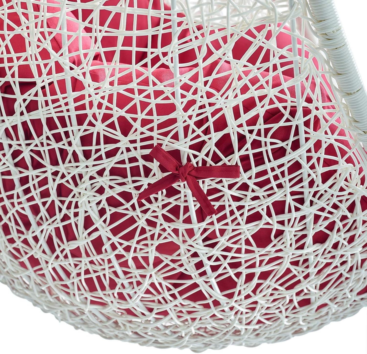 LexMod EEI-2273-WHI-RED Hide Outdoor Patio Swing Chair, White Red