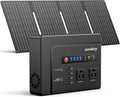 powkey Solar Powered Generator, 200W Portable Power Station with Solar Panels 40W, 146Wh Power Bank with 2 AC Outlet 110V Pure Sine Wave for Outdoor Camping Emergency Home