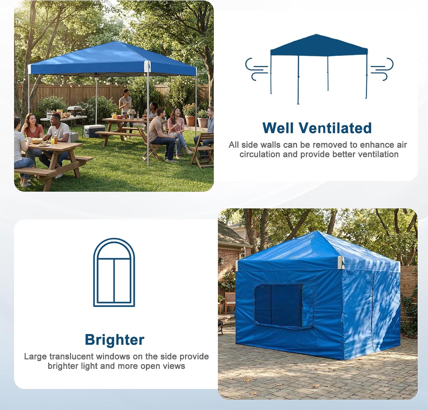 Aoodor 12x12 FT Pop-Up Canopy Tent with Roller Bag and Curtain - Portable Instant Shade, Sturdy Iron Frame, Water-Resistant 210D Oxford Fabric, UV Protection, Ideal for Camping and Outdoor Events