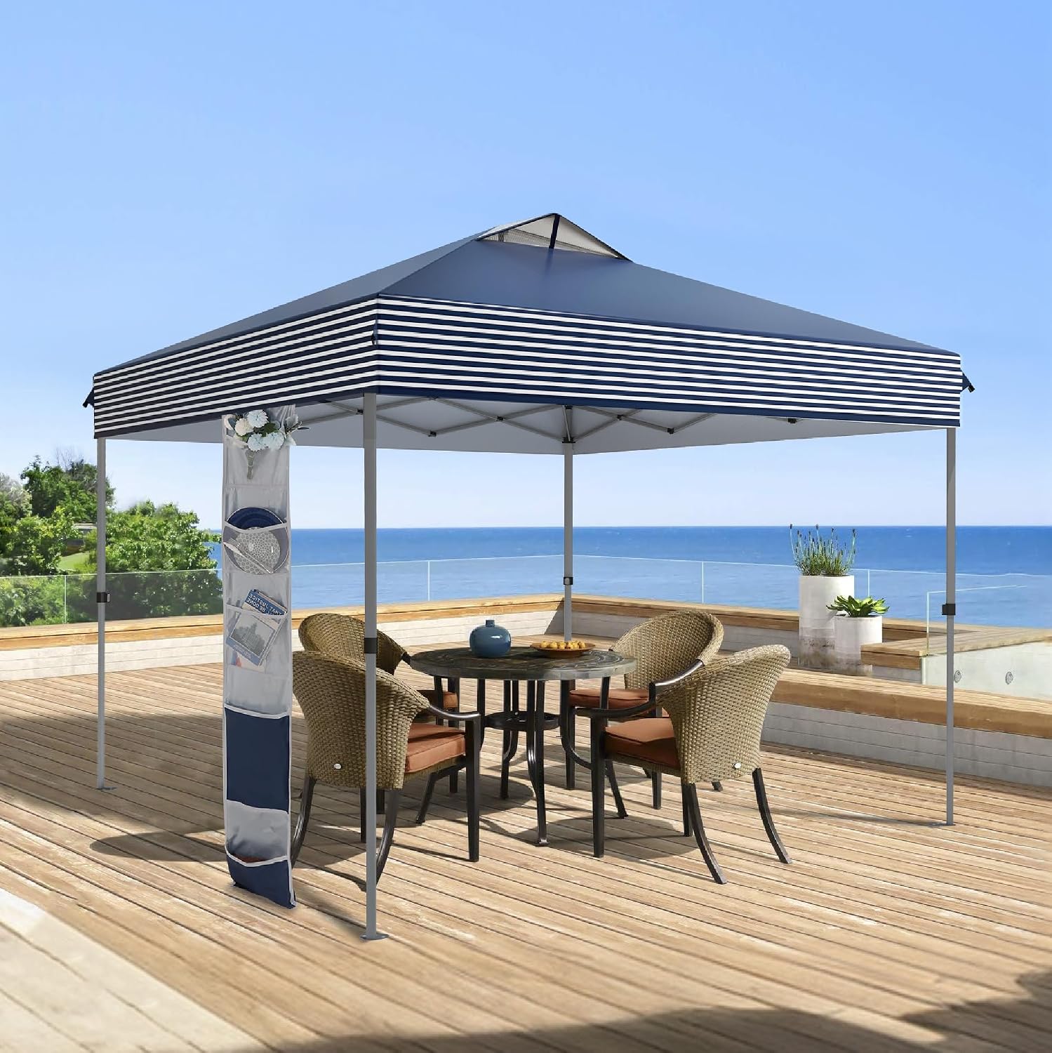 MFSTUDIO 10x10 Pop up Canopy Tent, Gazebo Shelter Sun Shade Canopies One Push Setup Portable Popup Easy Set up Tents with Vented Top,Storage,4 Sandbags,for Beach,Parties,Camping