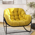 Papasan Rocking Chair, Oversized Papasan Chair with Cushion and Frame for Indoor& Outdoor,Egg-Shaped Patio Rocking Chair for Garden, Deck, Living Room, Yellow