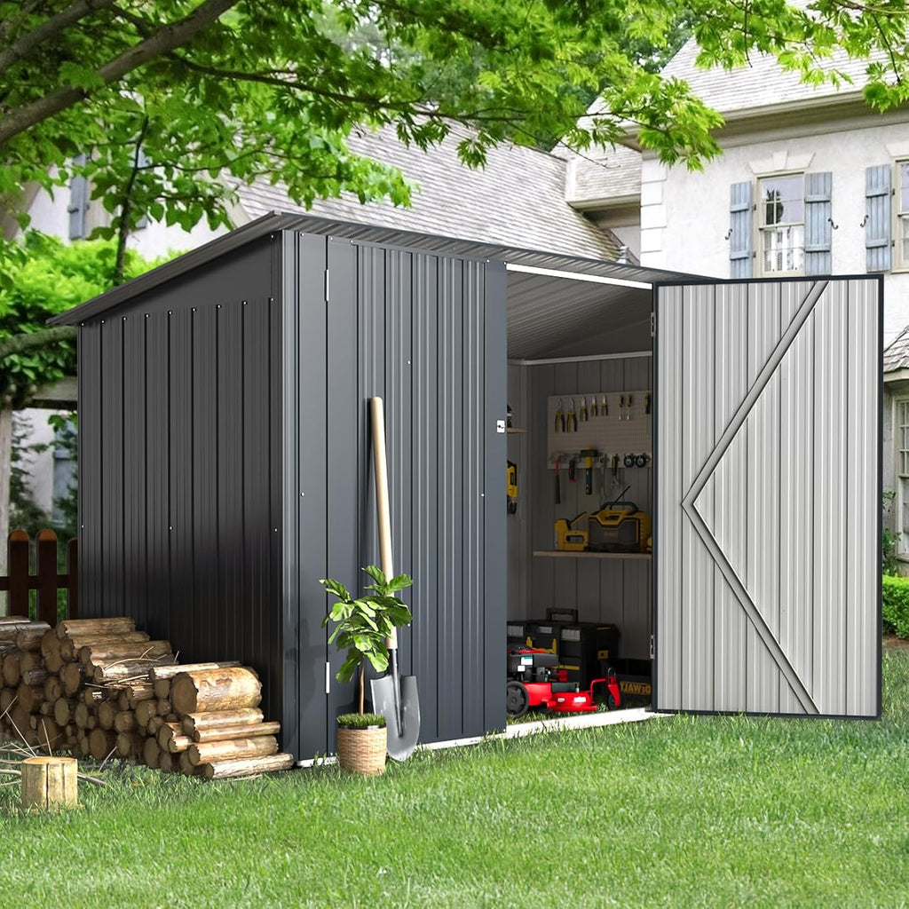 AECOJOY 3'x6' Outdoor Storage Bike Shed, Small Metal Garden Outdoor Storage Cabinet Sheds & Outdoor Storage Clearance, Lean to Tool Garden Shed for Outside