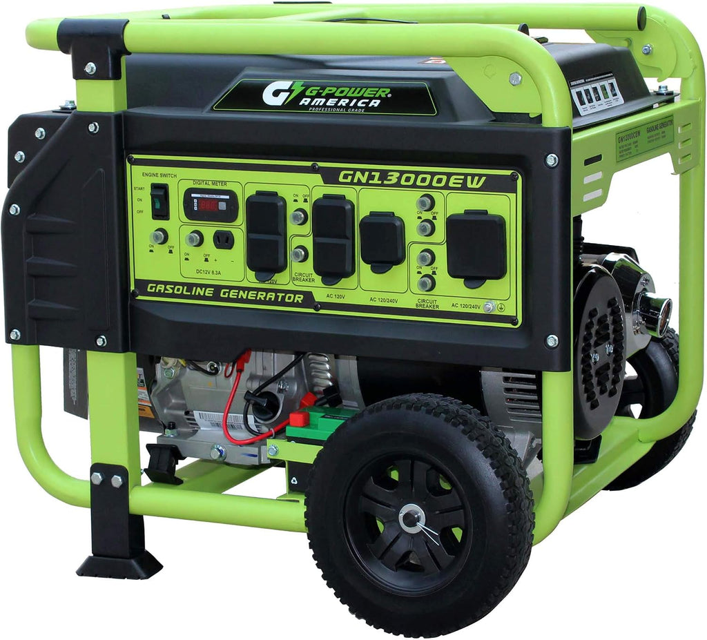 Green-Power America 13000W Portable Gas Generator, Electric/Recoil Easy Start, 12V 8.3A DC Charging Port, EPA Compliant, Heavy-Duty Power Supply for Home Blackout, RV Travel & Outdoor Construction
