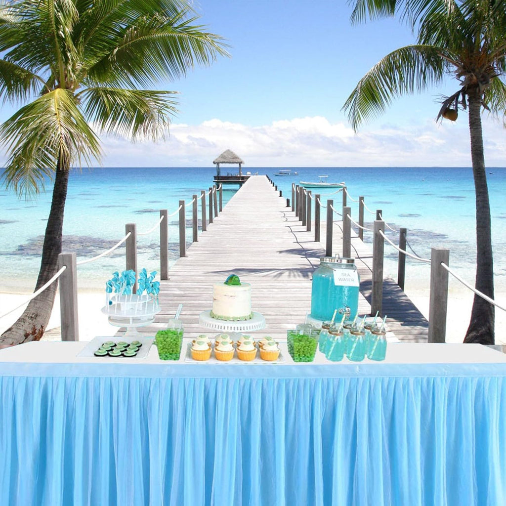 20x10ft Tropical Seaside Backdrop Summer Holiday Coconut Trees Wooden Pier Gazebo Photography Background Wedding Ceremony Honeymoon Birthday Party Summer Party Children Adults Portrait
