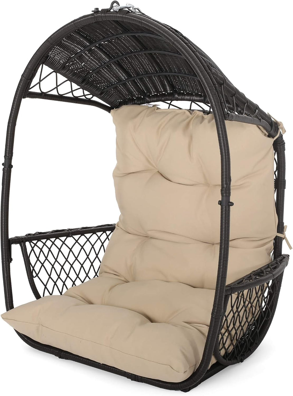 Christopher Knight Home Sidney Outdoor/Indoor Wicker Hanging Chair with 8 Foot Chain (NO Stand), Brown and Tan