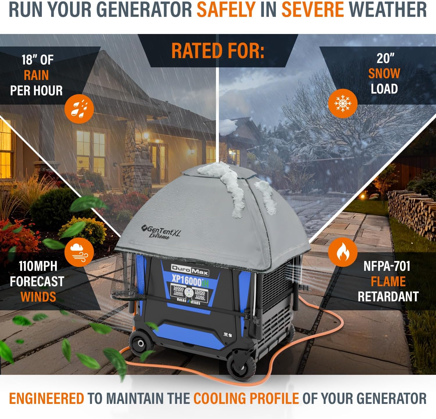 GenTent XL Inverter Running Cover – Generator Tent for Larger Encased Inverters (Gray, XL - Extreme)