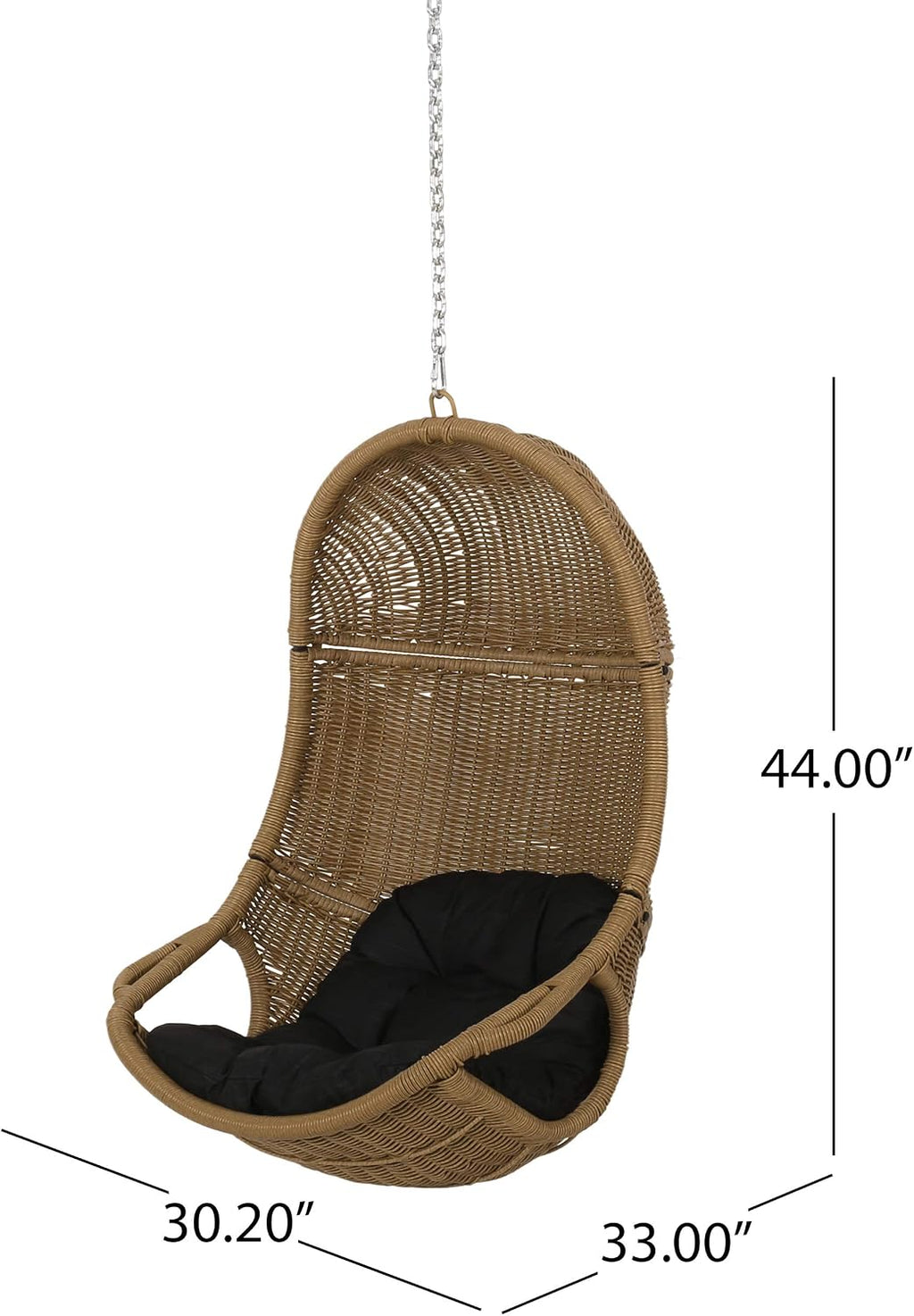 Christopher Knight Home Orville Outdoor Hanging Chair, Dark Gray + Light Brown