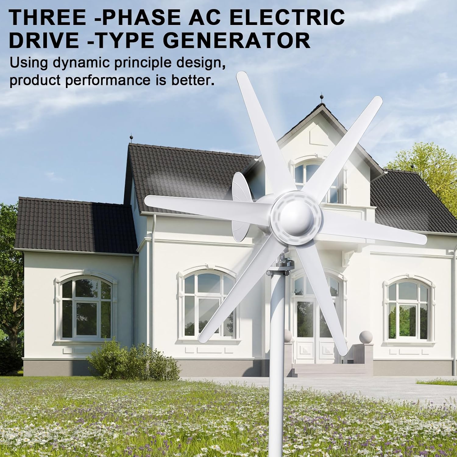 hatleues Wind Generators for Home Use 800W 24V Windmill Generator Kit with 6-Blade Wind Turbines Generator Kit, Electromagnetic Electricity Producer Equipment,Suit for RV, Home White