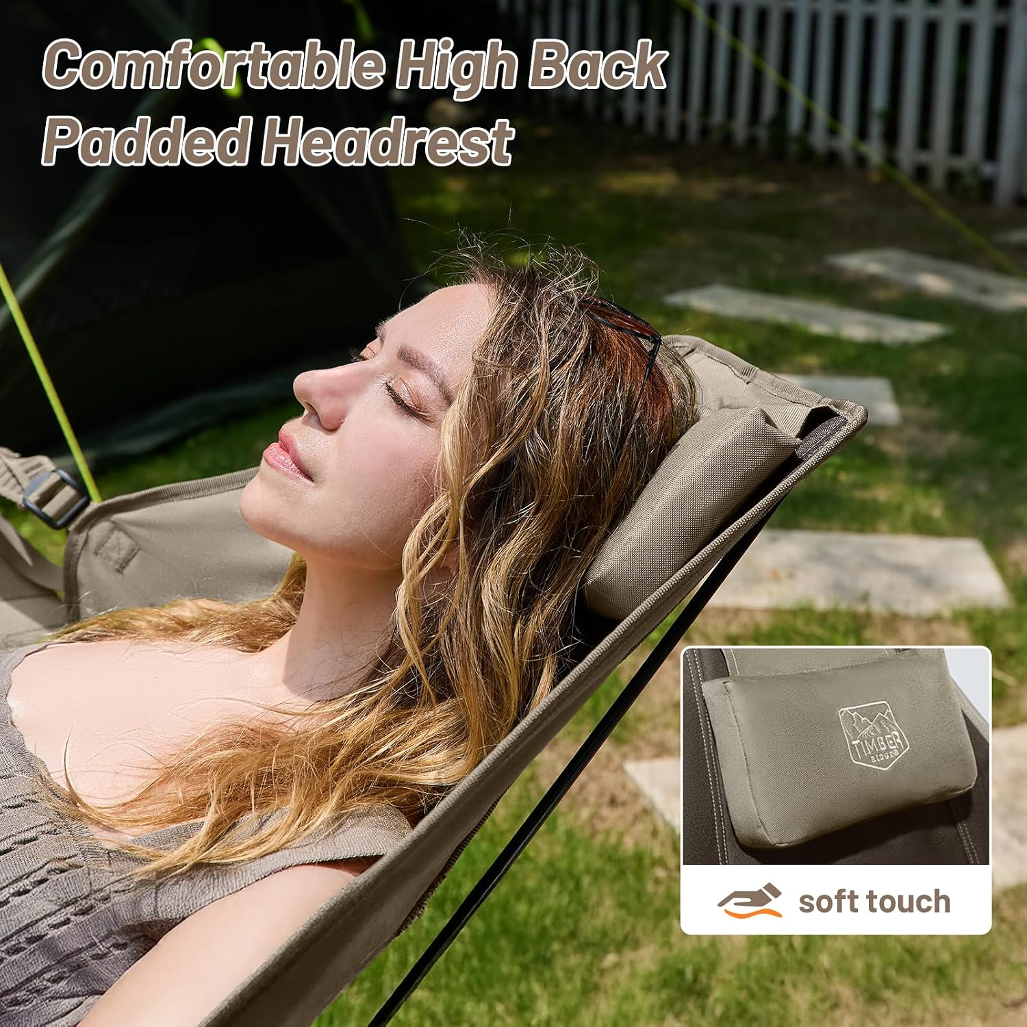 TIMBER RIDGE Hammock Camping Chair with Adjustable Backrest, Heavy Duty Folding Hammock Chair Supports 300lbs, Portable Hammock Chair for Camping, Travelling and Patio, Tan 2 Pack