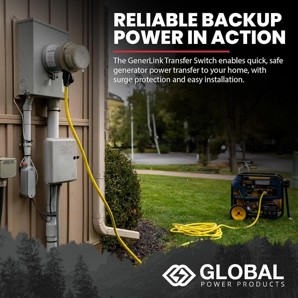 GenerLink Automatic Transfer Switch for Home Generator w/Surge Protection - Meter Mounted Transfer Switch for Portable Generators - Outdoor & Home - Fast and Easy Installation - 30AMP