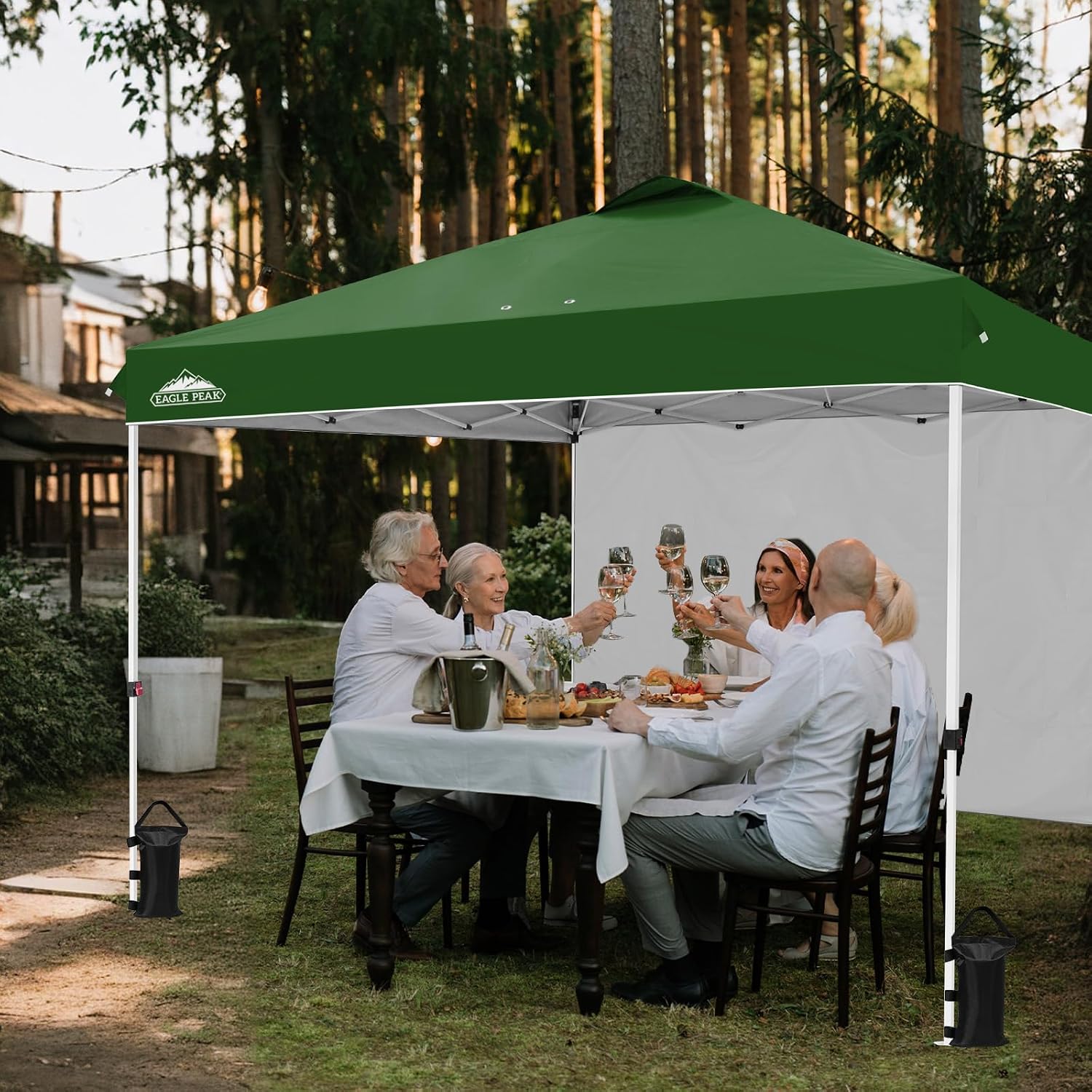 EAGLE PEAK Commercial Canopy 12x12 Pop Up Canopy Tent with 1 Sidewall, Easy Setup Heavy Duty Instant Event Shelter for Vendors & Markets, Outdoor Sun Shade, Green