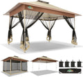 COBIZI 10x15 FT Pop up Gazebo on Clearance - Outdoor pop up Heavy Duty Canopy Tent,carpas para Patio,Screen Tents with Portable Carry Bag, Patio Gazebos for Camping, Garden, Deck, Backyard, Khaki