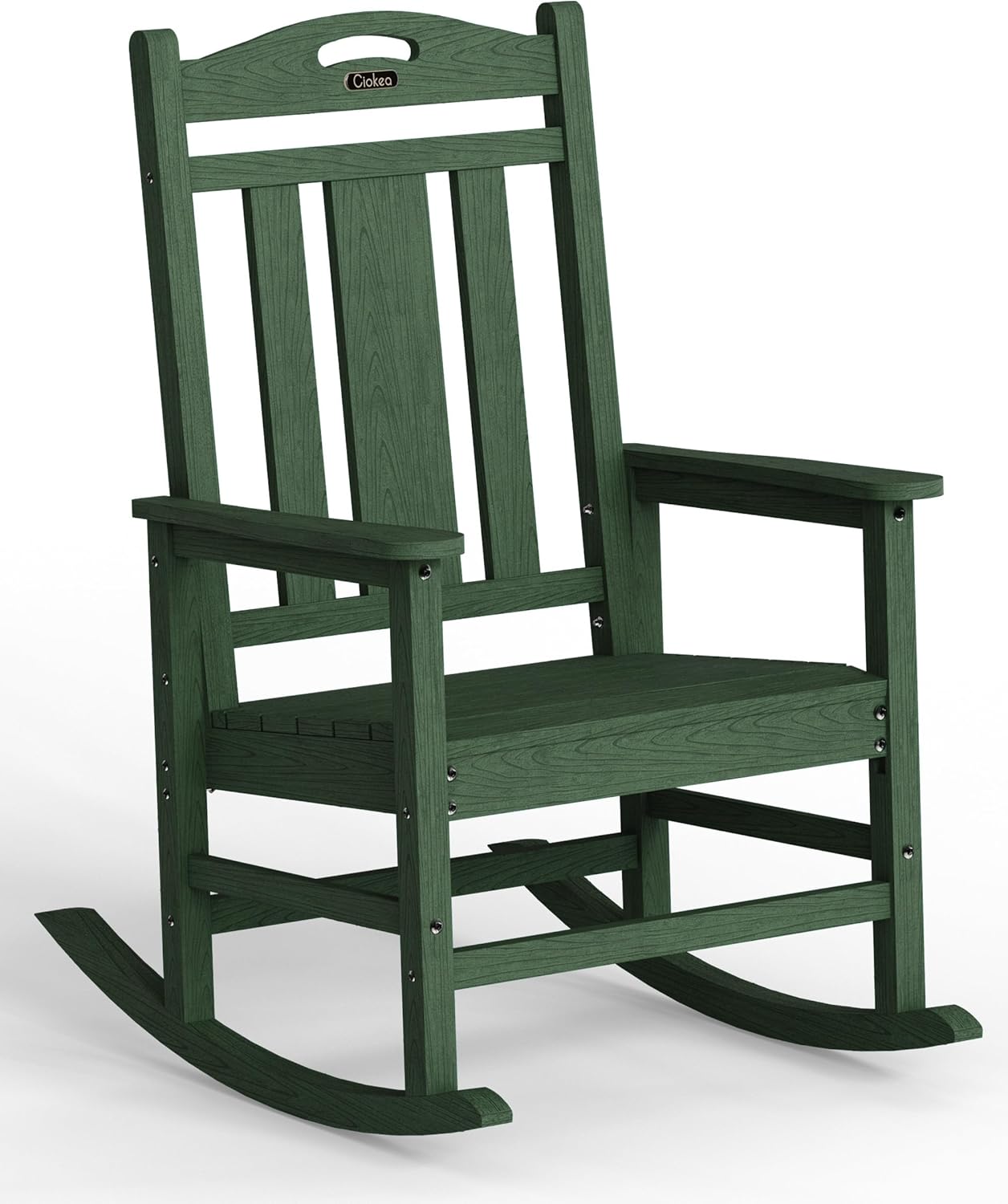 Ciokea Oversized Outdoor Rocking Chair, 380lbs Heavy-Duty Large Patio Rocker, Weather Resistant & Anti-Fade Porch Chair, High Back Cozy Rocking Chair for Outside, Fire Pit, Deck, Garden,Forest