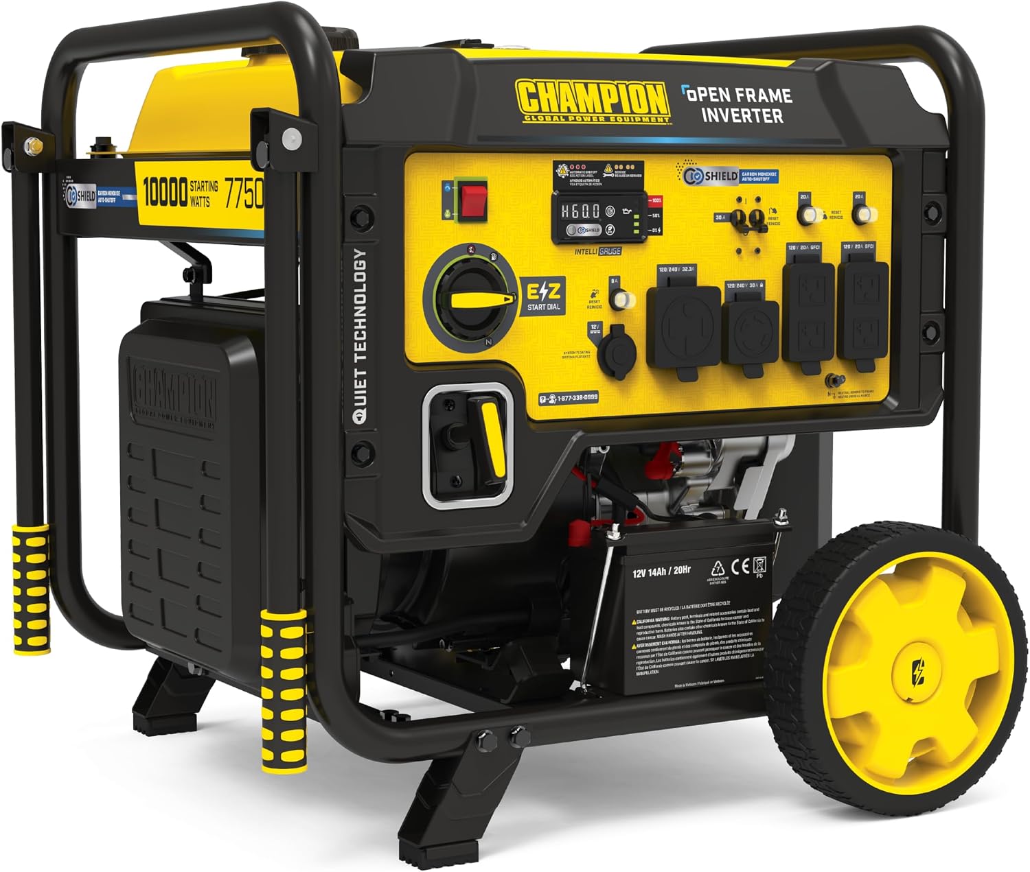Champion Power Equipment 10,000-Watt Electric Start Home Backup Portable Open Frame Inverter Generator with Quiet Technology and CO Shield