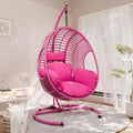 Hanging Egg Chair with Stand - Egg Swing Chair Outdoor Indoor Patio Wicker Chair Swing Hammock Egg Chairs 400lbs Capacity for Outside Patio, Bedroom, Garden and Balcony(Pink, 1PC)