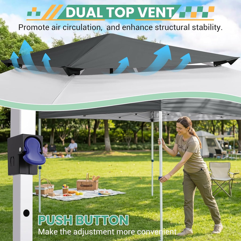 COBIZI 10x20 Pop Up Gazebo with Mosquito Netting Sidewalls, One Push Easy Up Canopy with Dual Vent Roof, Waterproof&UV 50+ Screen Tents for Parties, Backyard, Patio, Commercial Event, Light Gray&Gray