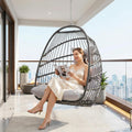 BULEXYARD Outdoor Swing Egg Chair No Stand, Folding Wicker Rattan Ceiling Hanging Patio Chairs, 350 Lbs Sturdy Hammock Basket Seat with Cozy Cushion for Backyard Pergola Living Room, Light Grey