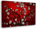 SpiritualHands Wheat Field with Cypresses Vincent Van Gogh Canvas Wall Art, The Starry Night Van Gogh Posters Self Portrait, Large Framed Wall Art Paintings for Wall Decorations for Bedroom (Vincent van Gogh Almond Blossom Red, 24' x 36' - Ready to Hang)