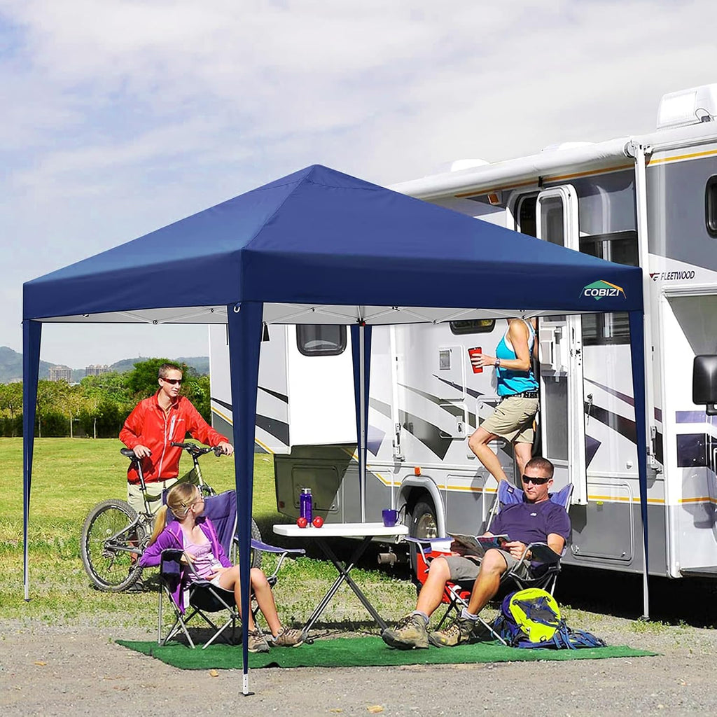 COBIZI 10x10 Pop Up Canopy Tent with 4 Removable Sidewalls, UPF 50+ Waterproof 10x10 Outdoor Portable Canopy for Commercial, Parties, Backyard, Beach with Carry Bag, Ropes, Stakes (Navy Blue, 10'x10')