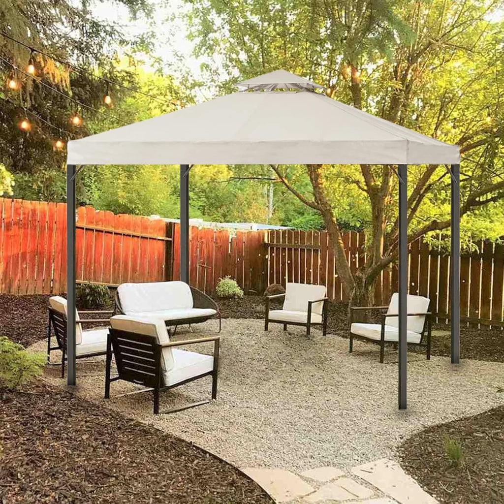 Gazebo Replacement Top 10x12 FT, Gazebo Canopy Replacement Cover for 2 Tier Outdoor Patio Garden Tent Frames,Canopy Cover with Air Vent, Beige