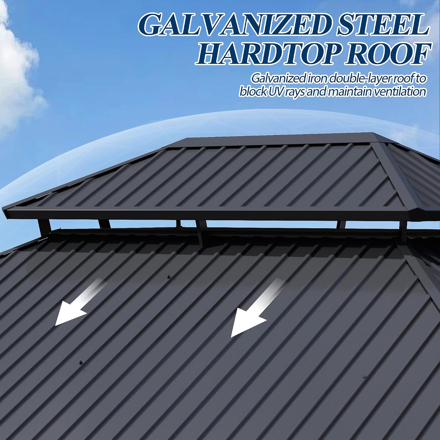 COVERONICS 11FT x 13FT Outdoor Spruce Wood Gazebo - Patio Wooden Frame Gazebo with Galvanized Steel Double Roof, Heavy-Duty Hardtop Gazebos for Garden, Poolside, Deck, Backyard