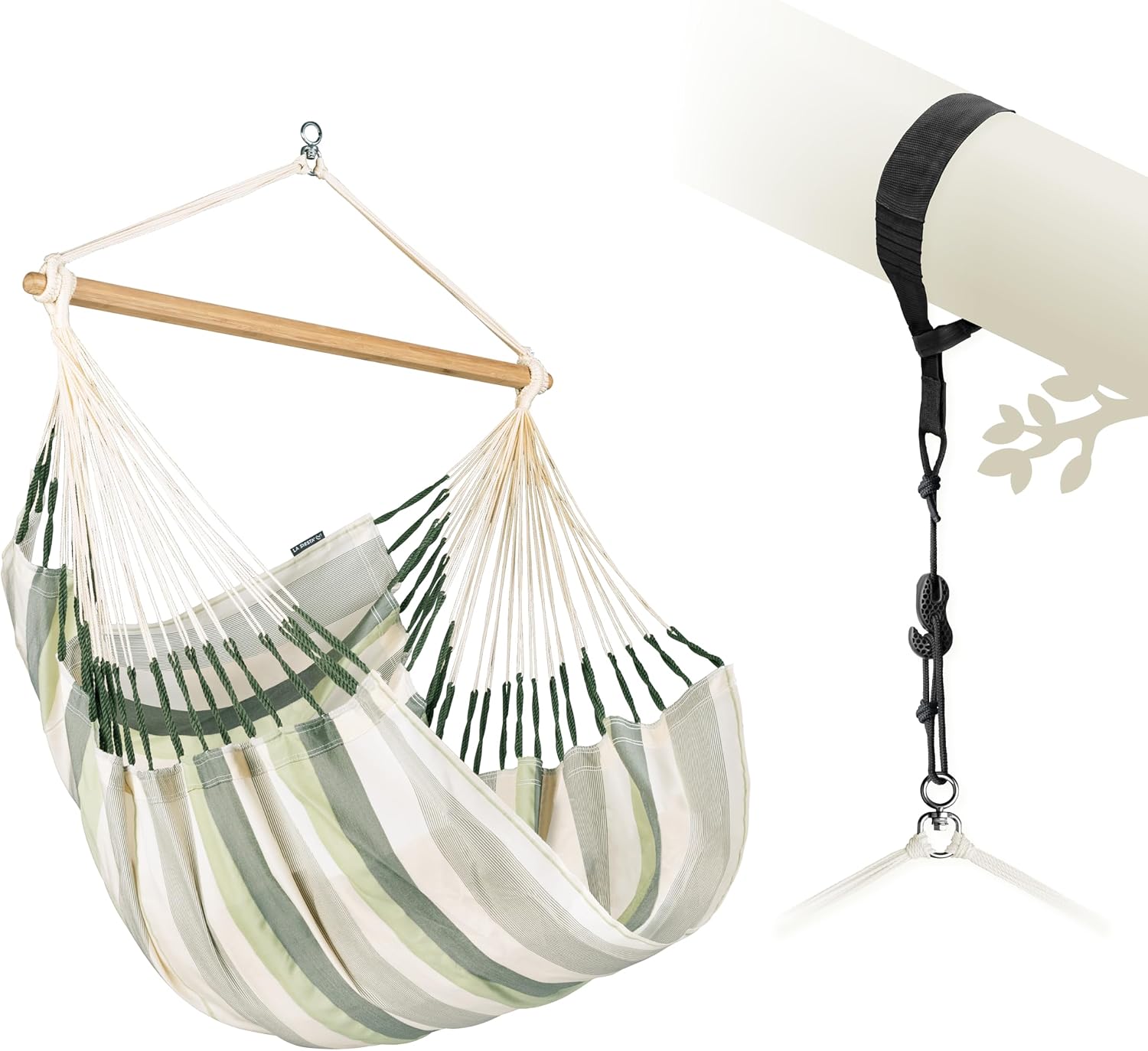 LA SIESTA® Large Comfort Domingo Hammock Chair Swing & Tree Mount Kit - Suspension Kit for Trees Beams Posts - Weatherproof, Outdoor Indoor Hammock Swing - Hanging Chair for Bedroom Patio - Cedar