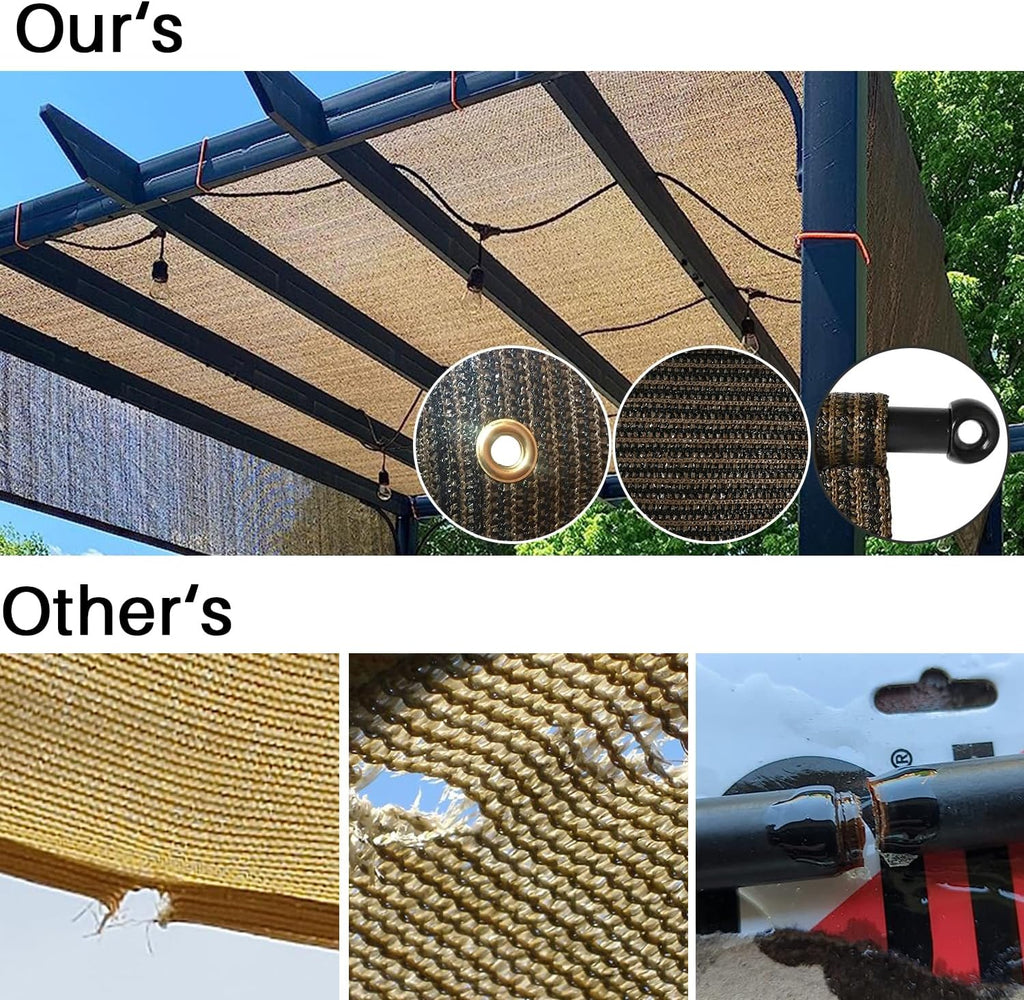 10' x 4' Universal Pergola Shade Cover Replacement Canopy with Grommets Weighted Rods Permeable for Outdoor Patio Porch Backyard Gazebo Brown