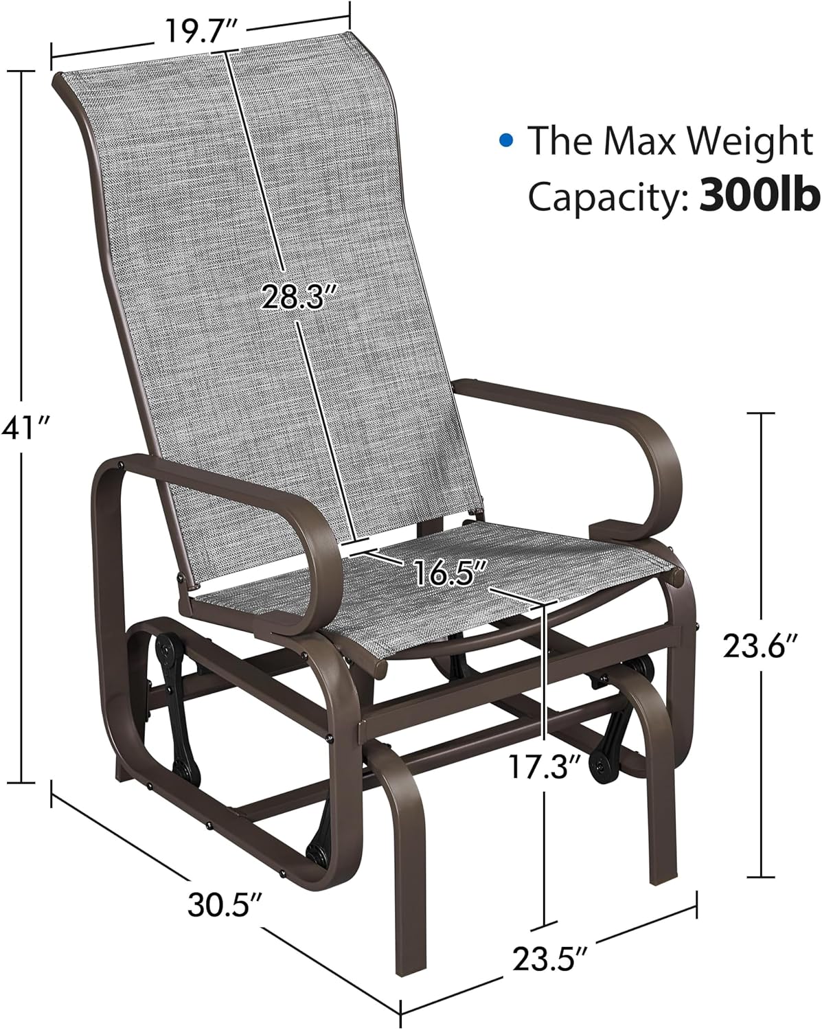 Yaheetech Outdoor Patio Glider, Rocking Lounge Chair with Sling Fabric and Steel Construction for Porch Patio Balcony Set of 2