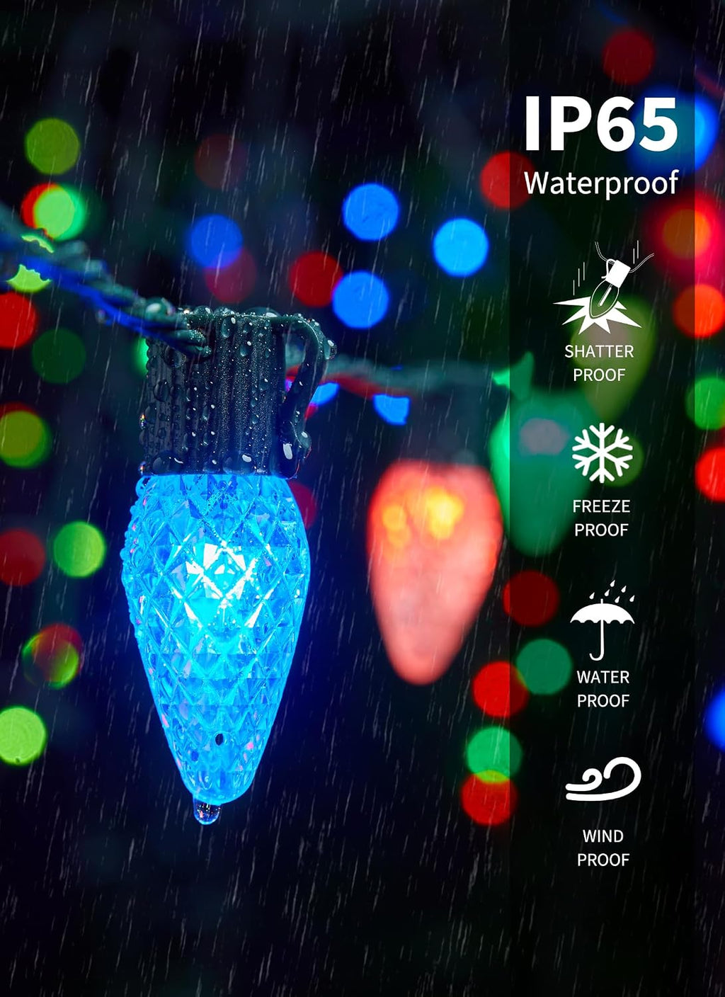 Brightown C9 LED Christmas Lights Outdoor, 150LED RGB Smart Christmas Tree Lights Music Sync DIY APP Controlled, Waterproof Connectable C9 String Lights for House Indoor Patio Xmas Decoration