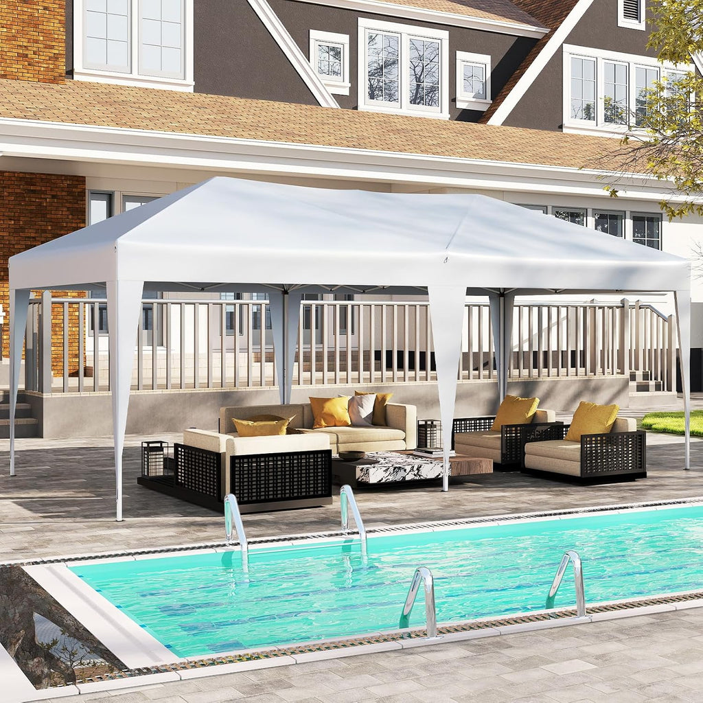 Tangkula 10 x 20 FT Pop Up Canopy, Easy Setup Outdoor Tent Shelter with Carry Bag, 6 Ropes, 12 Stakes, Portable Canopy Tent for Party BBQ Event Wedding