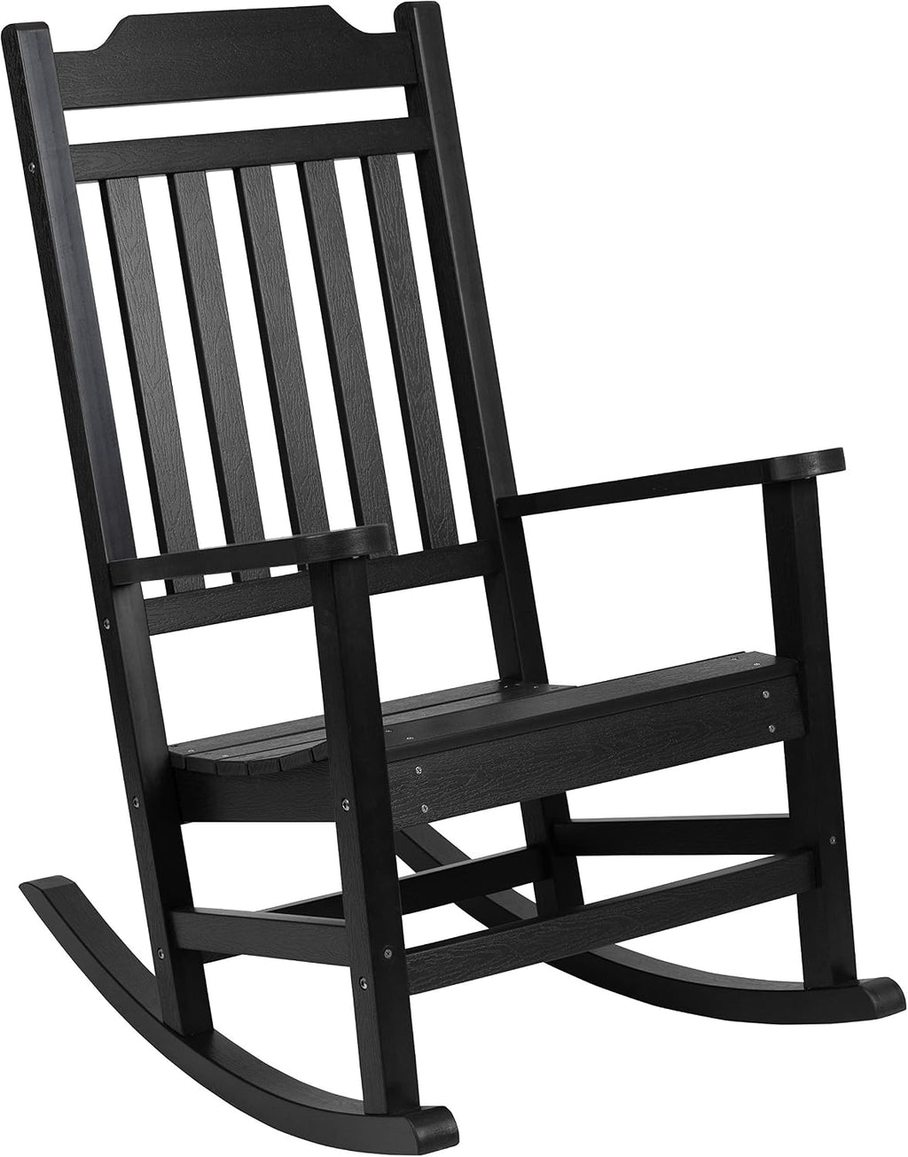 Flash Furniture Set of 2 Winston All-Weather Rocking Chair in Black Faux Wood