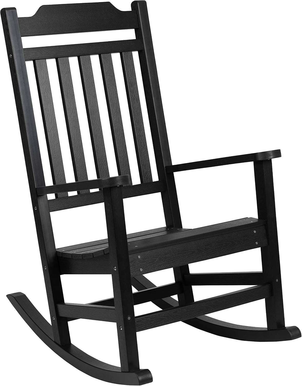 Flash Furniture Set of 2 Winston All-Weather Rocking Chair in Black Faux Wood