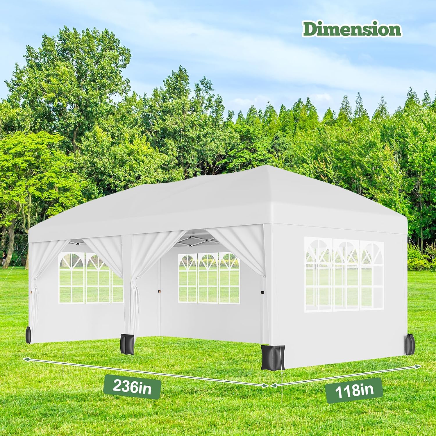 10X20Ft Outdoor Party Tent Gazebo, Waterproof Gazebo Canopy Tent, Heavy Duty Commercial Outdoor Canopy All Season with Storage Bag, White