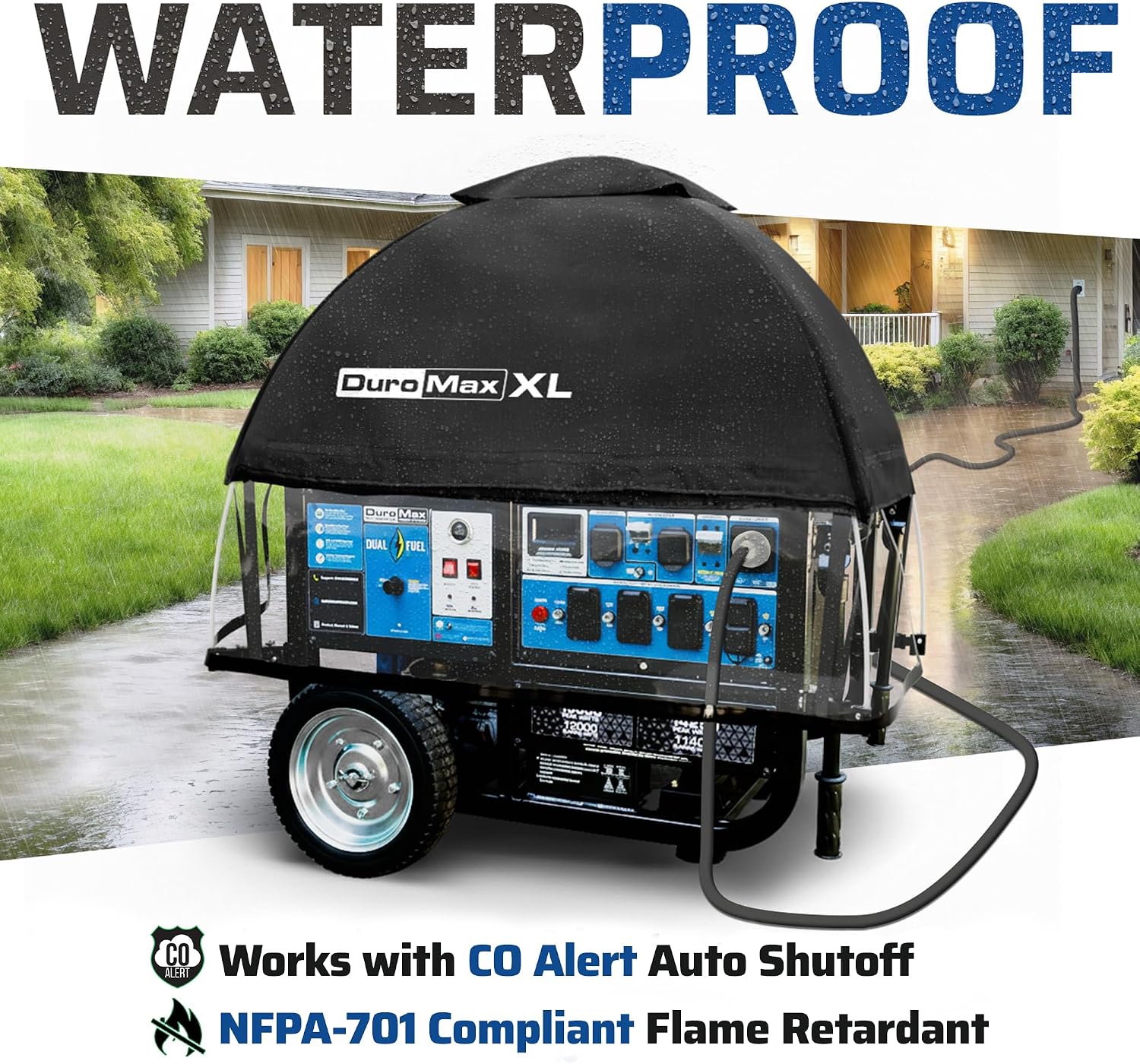DuroMax DMX-GTX-XL XL Portable Generator Running Cover – Weatherproof Outdoor Vinyl Canopy, Fire- & Wind-Resistant, Universal Open Frame Fit