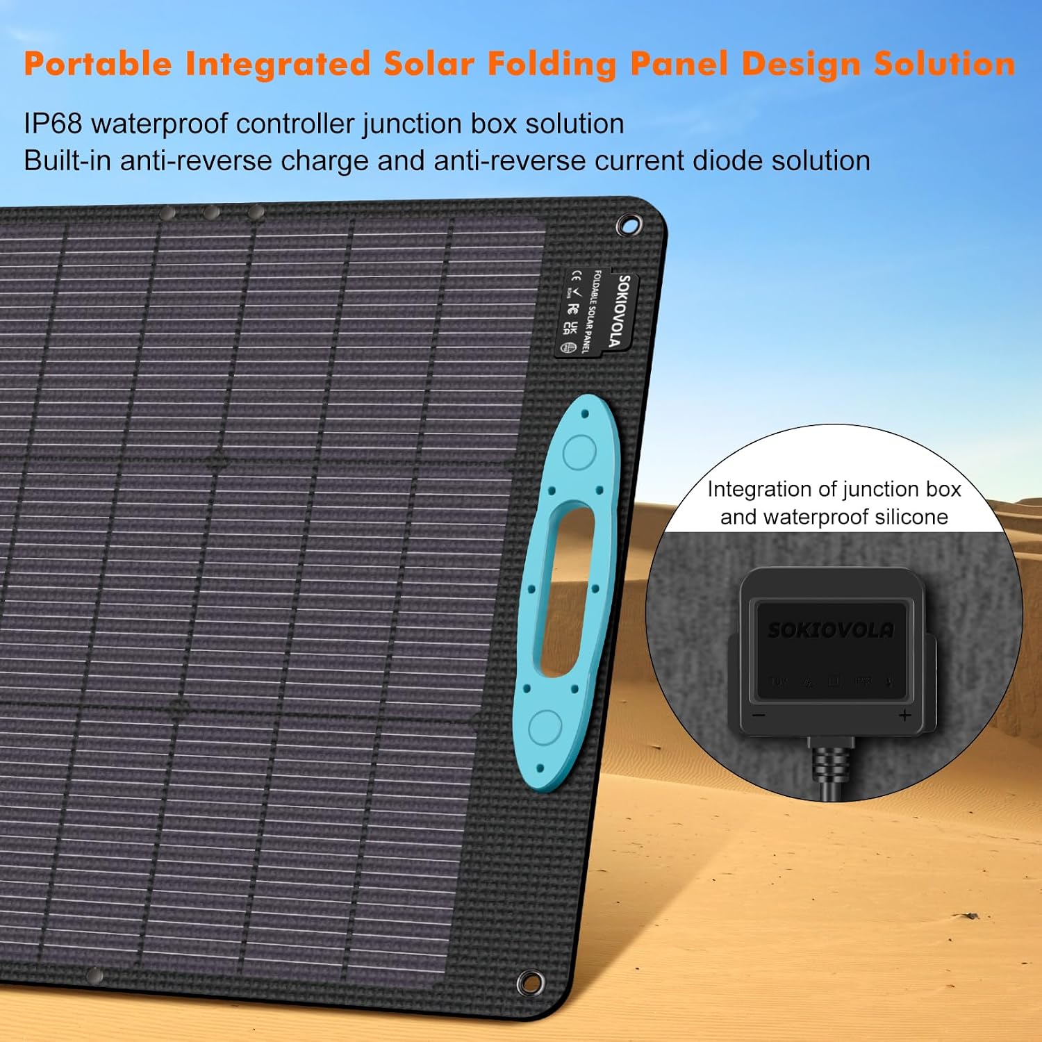 SOKIOVOLA 160W 18V Portable Solar Panels for Power Station,25% High Conversion Efficiency ETFE Foldable Solar Panel Charger with Adjustable Kickstand Solar Panel for Camping Outdoor RV Trailer Car
