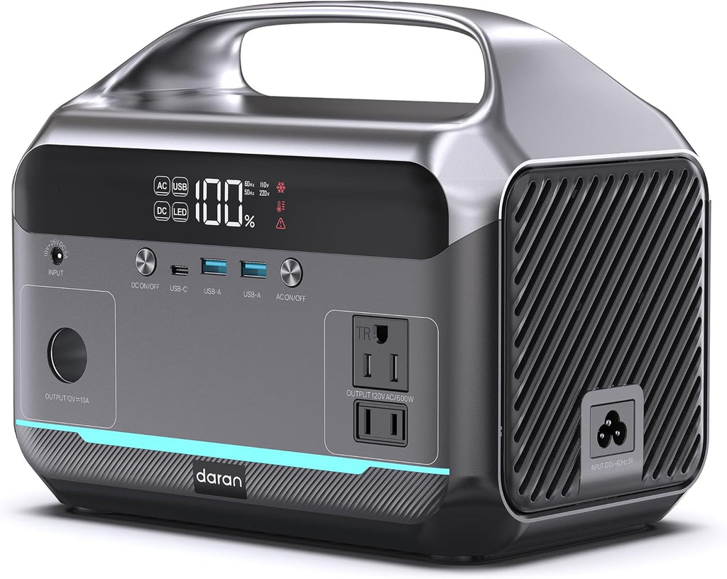 Portable Power Station 1200W Surge, 288Wh LiFePO4 Battery Solar Generator, Power Bank with 600W AC Outlet 110V, PD 100W Output Fast Charging for Outdoors Camping, Home Emergency, Hunting Blackout