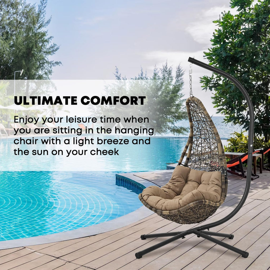 HCY Hammock Chair Stand Only C Stand Hanging Stand Heavy Duty 360 Degree Rotation for Loungers,Yard,Garden, Patio,Bedroom Indoor Outdoor- Black