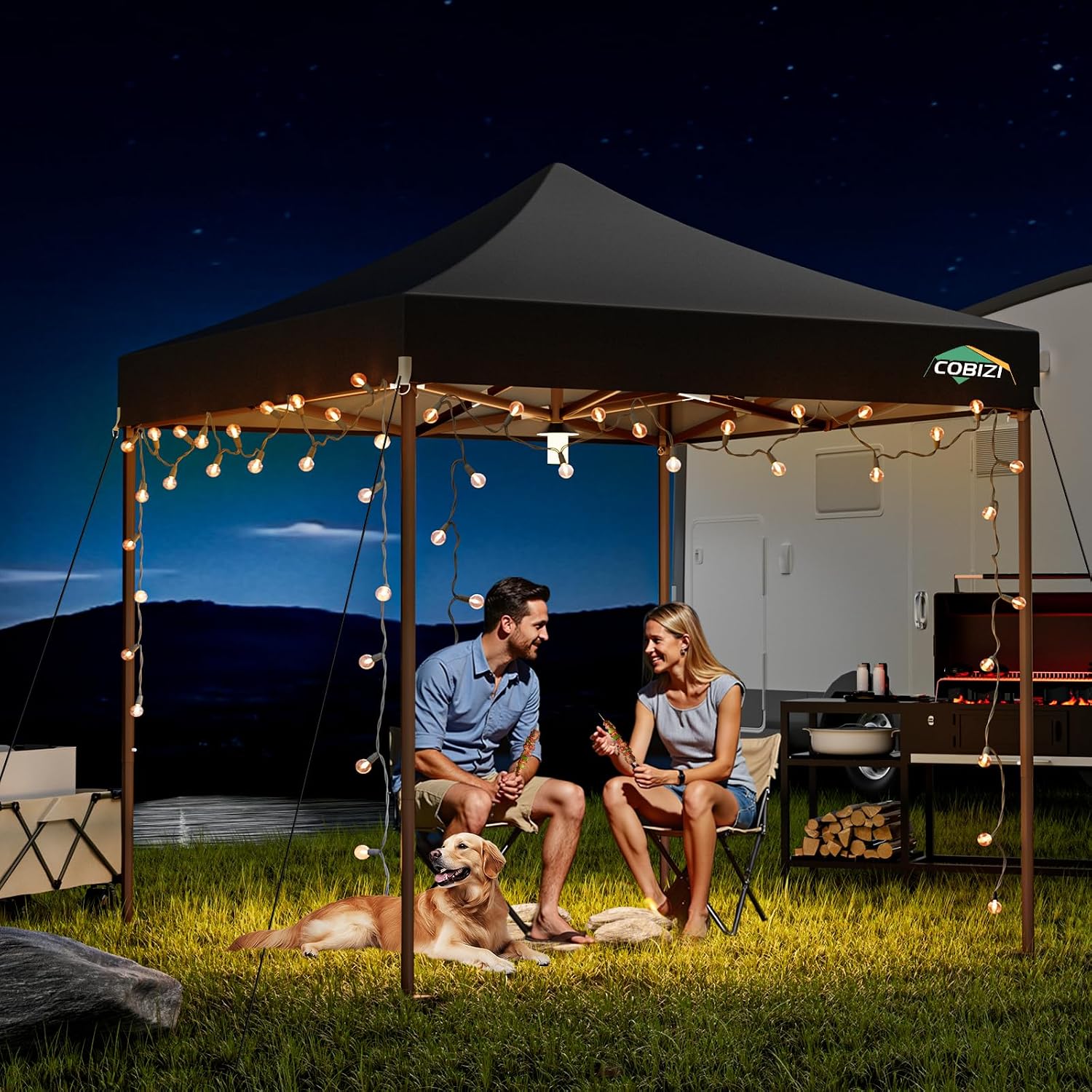 COBIZI 10x10 Pop Up Canopy Tent Heavy Duty with 4 Sidewall, Commercial Outdoor Easy Pop Up Gazebo for Party Wedding All Weather Waterproof UV 50+ with Carry Bag(Leg Upgraded),Black