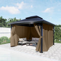 BPS 12' x 16' Gazebo Privacy Curtains with Double Zipper, 4-Panels Side Wall Universal Gazebo Side Panels Replacement for Patio, Outdoor Canopy, Garden and Backyard (Curtain Only)